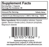 K2 MK-7 - 180 mcg - 60 Capsules